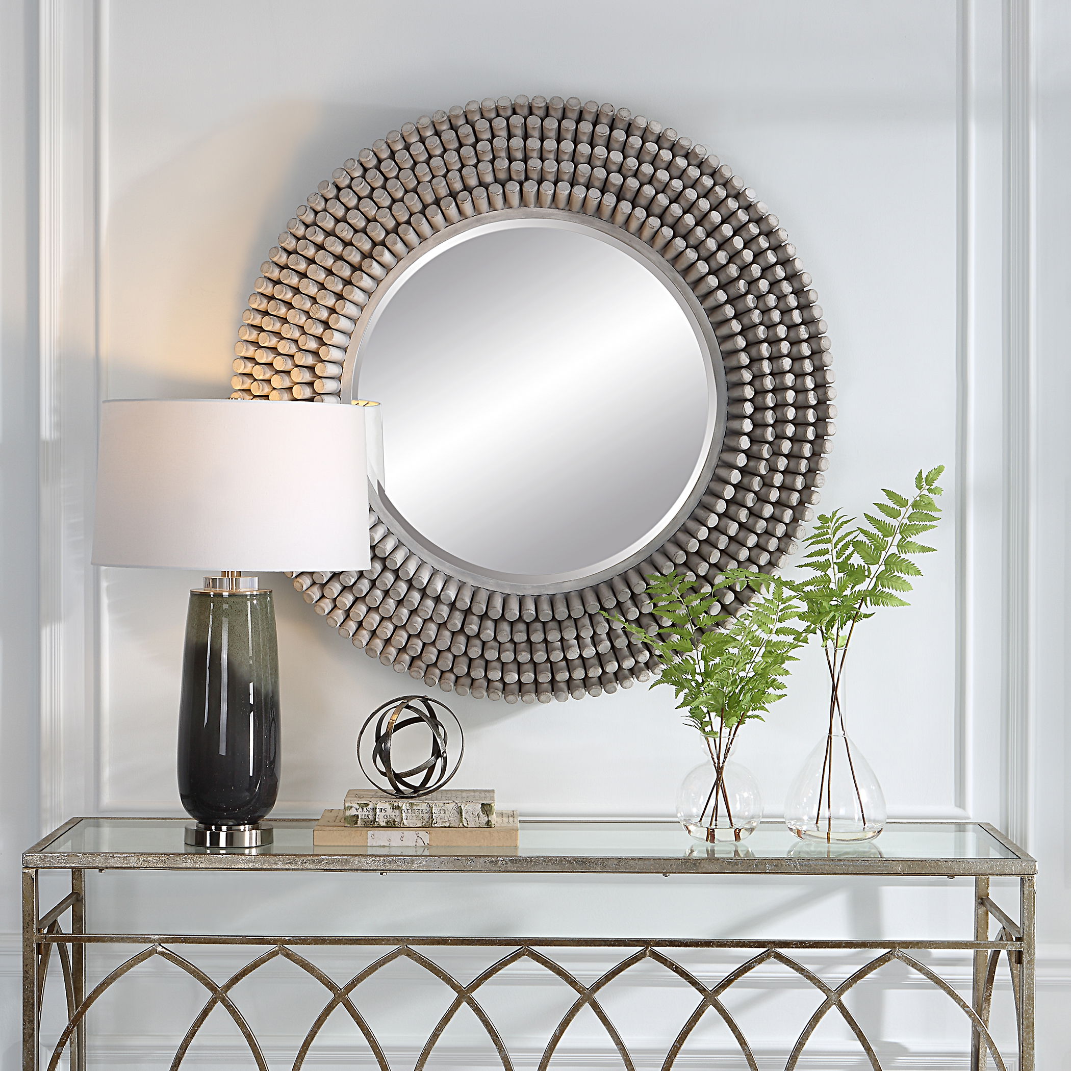 Portside Round Gray Mirror large image 