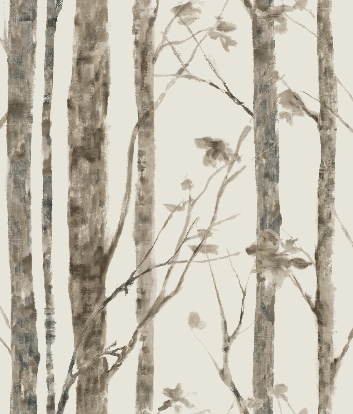 Trees Taupe Peel & Stick Wallpaper, by York Wall, 16'6" length x 1'8.5" width x 0.02" depth