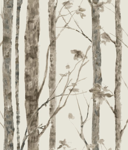 Trees Taupe Peel & Stick Wallpaper