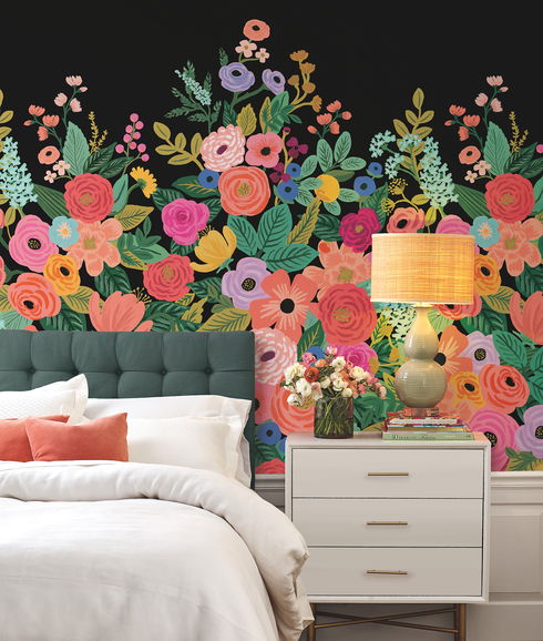 Garden Party Black Wall Mural