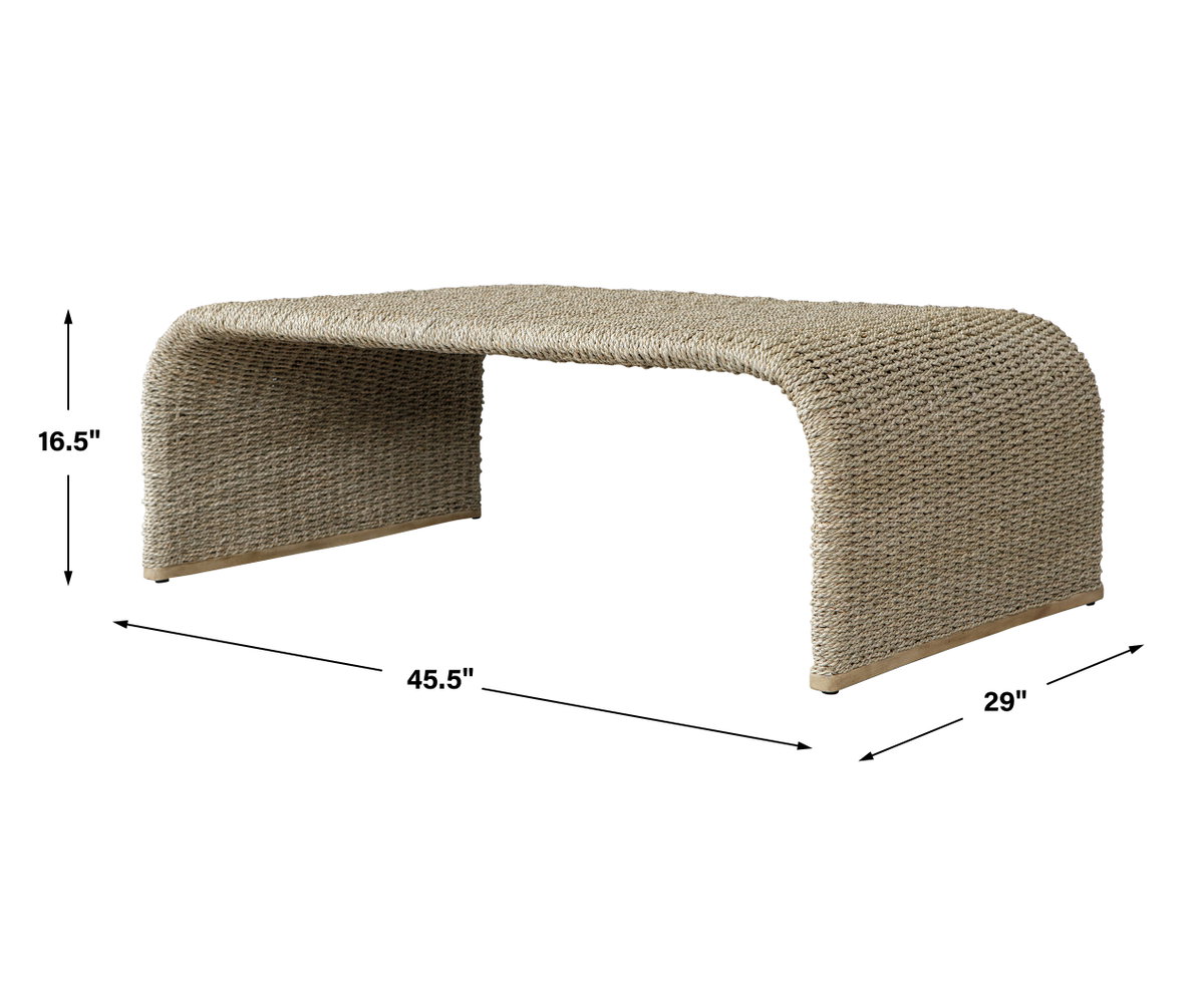 Calabria Woven Seagrass Coffee Table, by Uttermost, 45.5" width x 16.5" height x 29" depth View 3