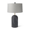 Quinn  Navy Base with Beige Fabric Shade Table Lamp, by Mercana, 18" length x 18" width x 28.75" height thumbnail 1