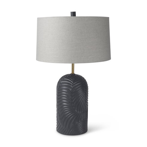 Quinn  Navy Base with Beige Fabric Shade Table Lamp