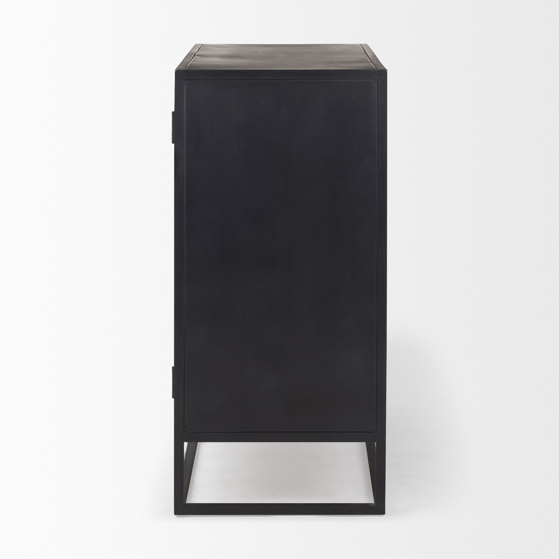 Sloan Black Wood with Black Metal Frame Accent Cabinet, Cabinets & Chest by Mercana, 40" length x 17.5" width x 36.25" height View 4