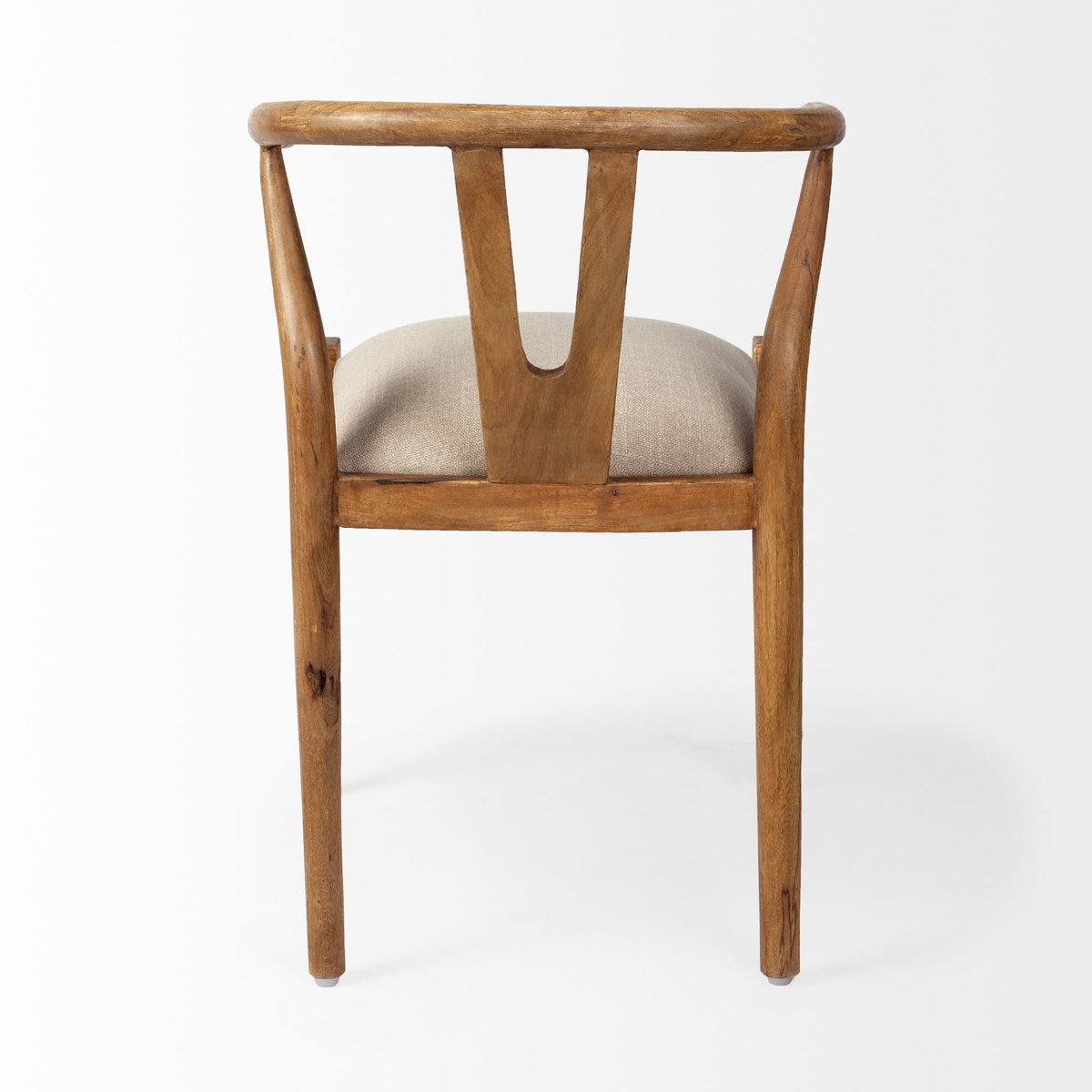 Trixie Curved Back Dining Arm Chair | Cream Fabric with Brown Wood, Dining Chair by Mercana, 20" length x 24" width x 31.25" height View 4
