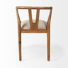 Trixie Curved Back Dining Arm Chair | Cream Fabric with Brown Wood, Dining Chair by Mercana, 20" length x 24" width x 31.25" height thumbnail 4