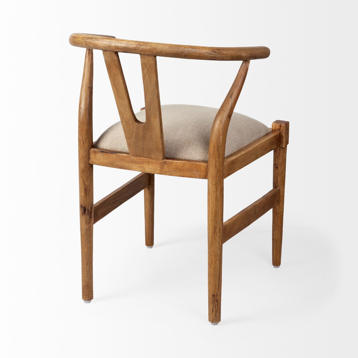Trixie Curved Back Dining Arm Chair | Cream Fabric with Brown Wood, Dining Chair by Mercana, 20" length x 24" width x 31.25" height View 5
