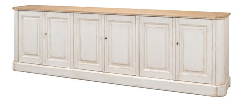 Antique Whitewash Sideboard, 6 Door