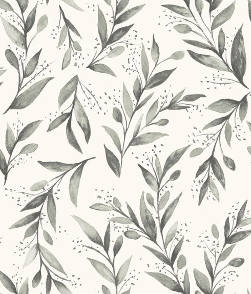 Magnolia Home Olive Branch Charcoal Peel & Stick Wallpaper