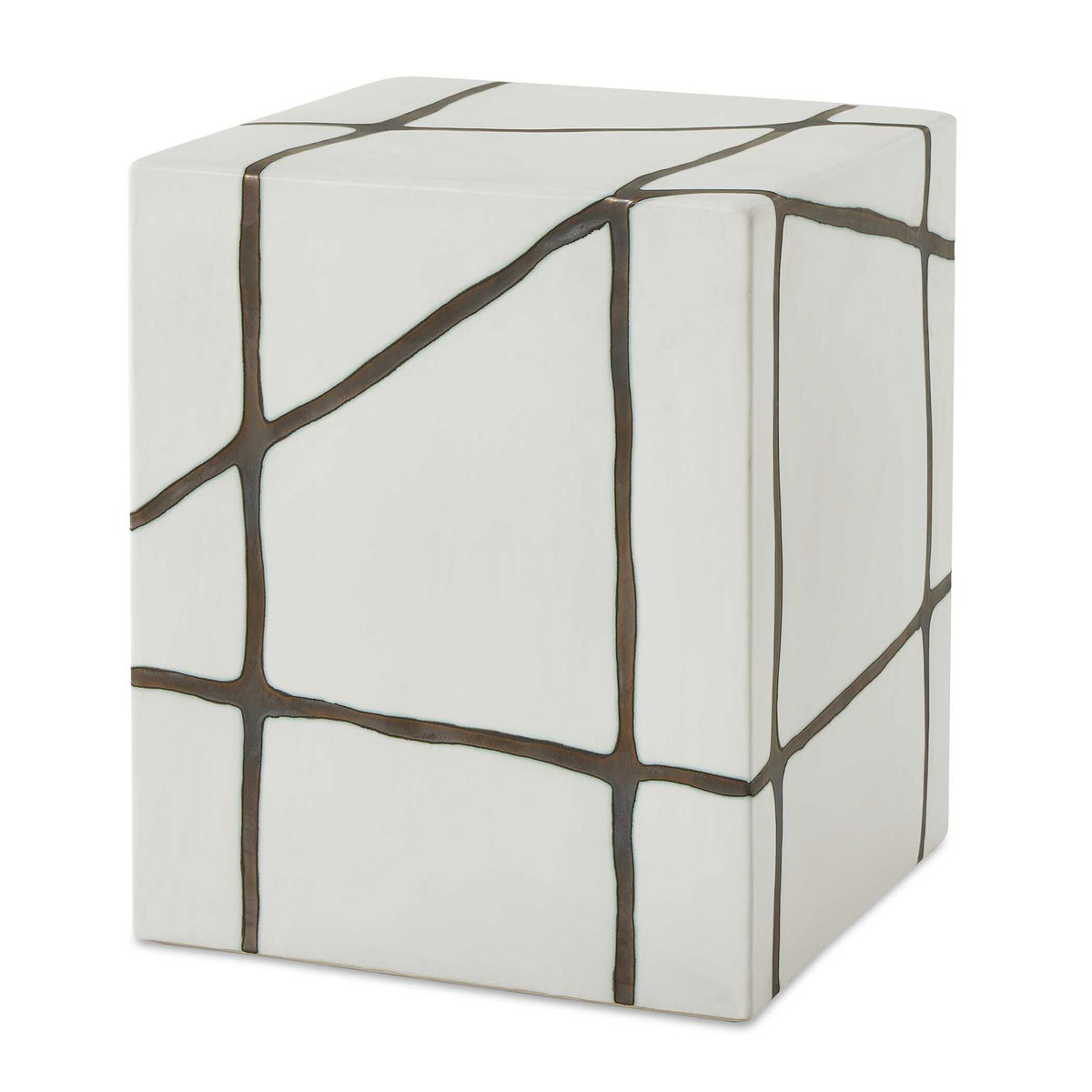 Rocklyn White Cube Garden Stool, Side & End Table by Uttermost, 13" width x 16.25" height x 13" depth View 1