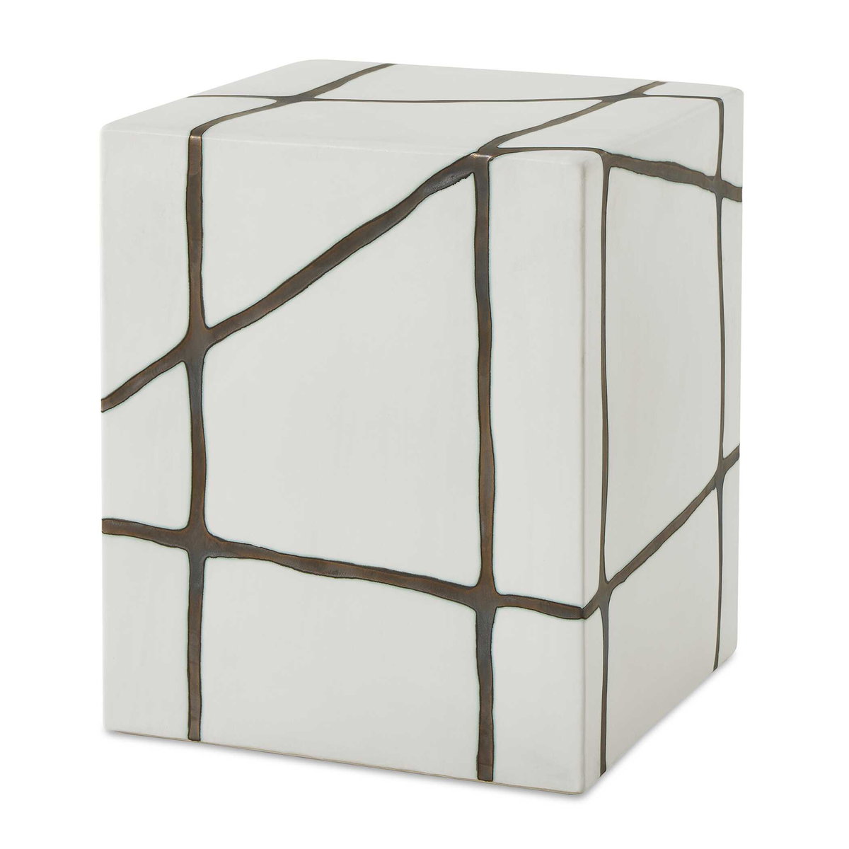 Rocklyn White Cube Garden Stool, Side & End Table by Uttermost, 13" width x 16.25" height x 13" depth View 1