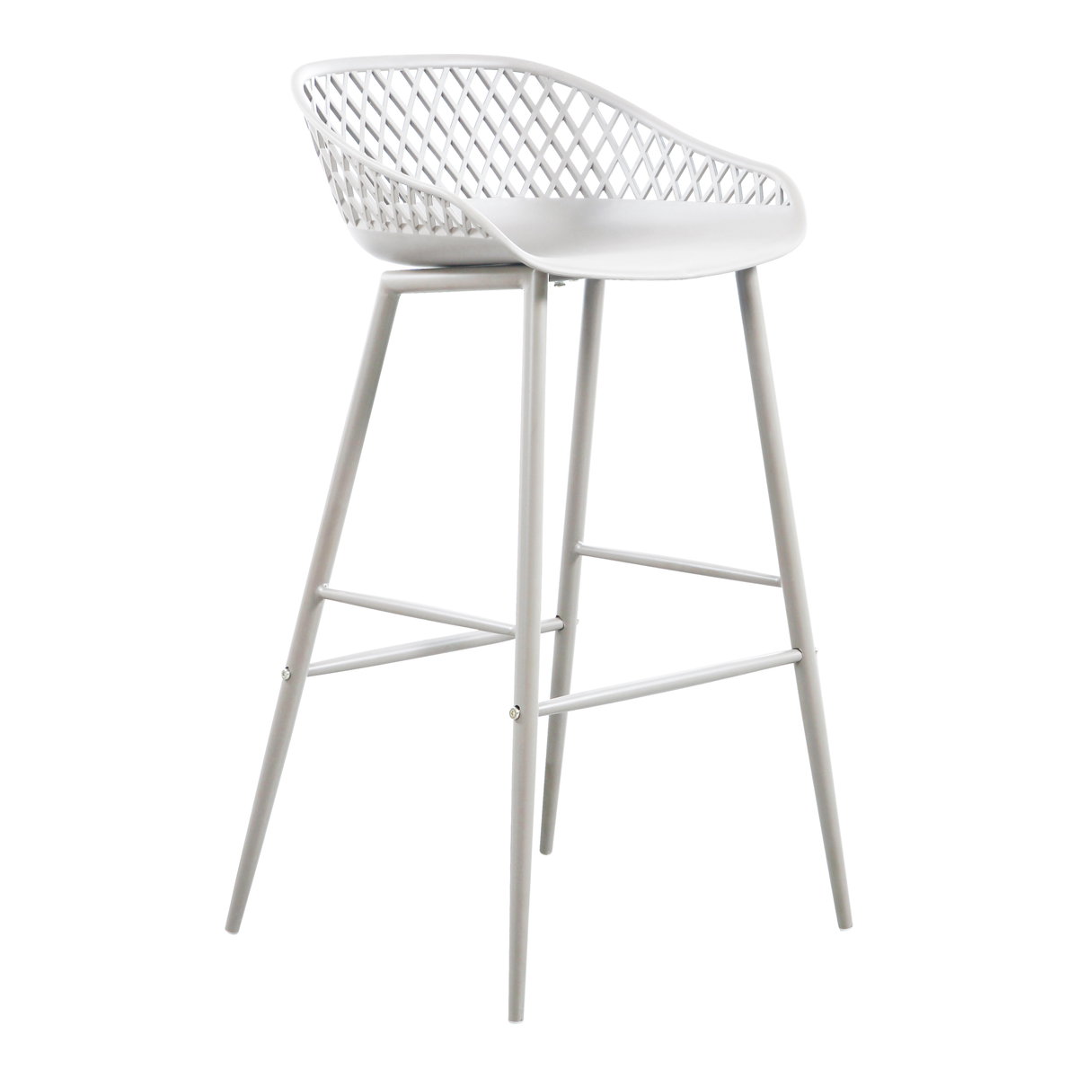 Piazza Outdoor Barstool White - Set Of Two, Outdoor Chair by Moe's Home, 1'7.29" width x 3'1.2" height x 1'7.68" depth View 5