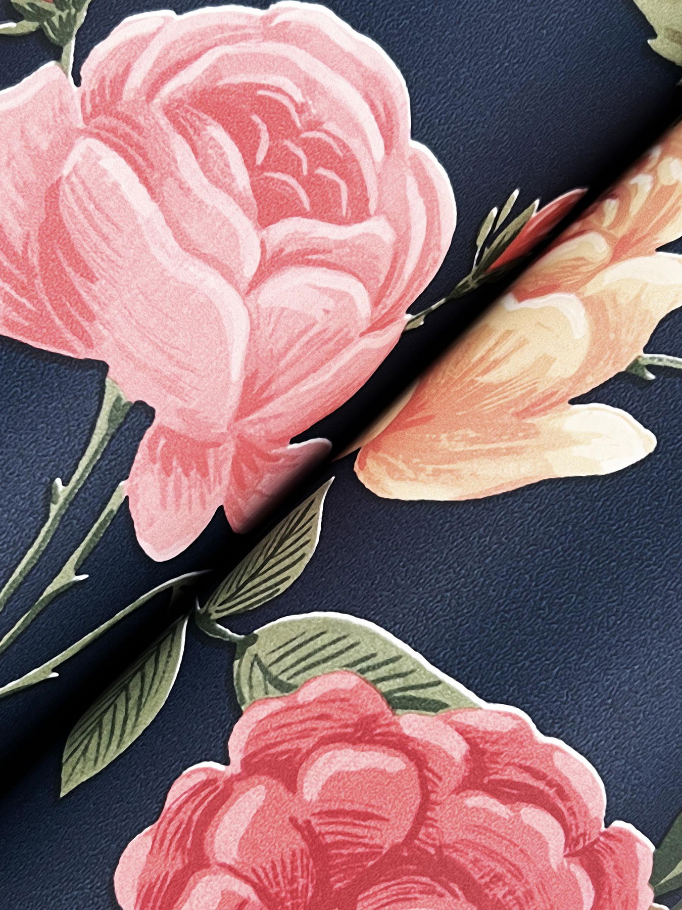 Roses Navy Wallpaper large image 