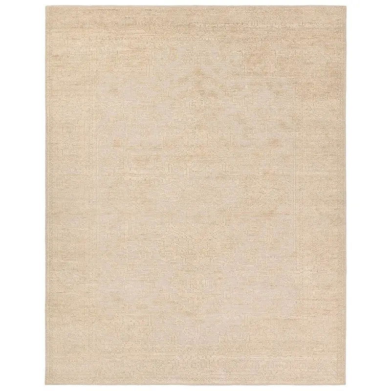 Jaipur Living Pranhita APS01 Handknotted Medallion Tan and Cream Area Rug (9'x12') large image 