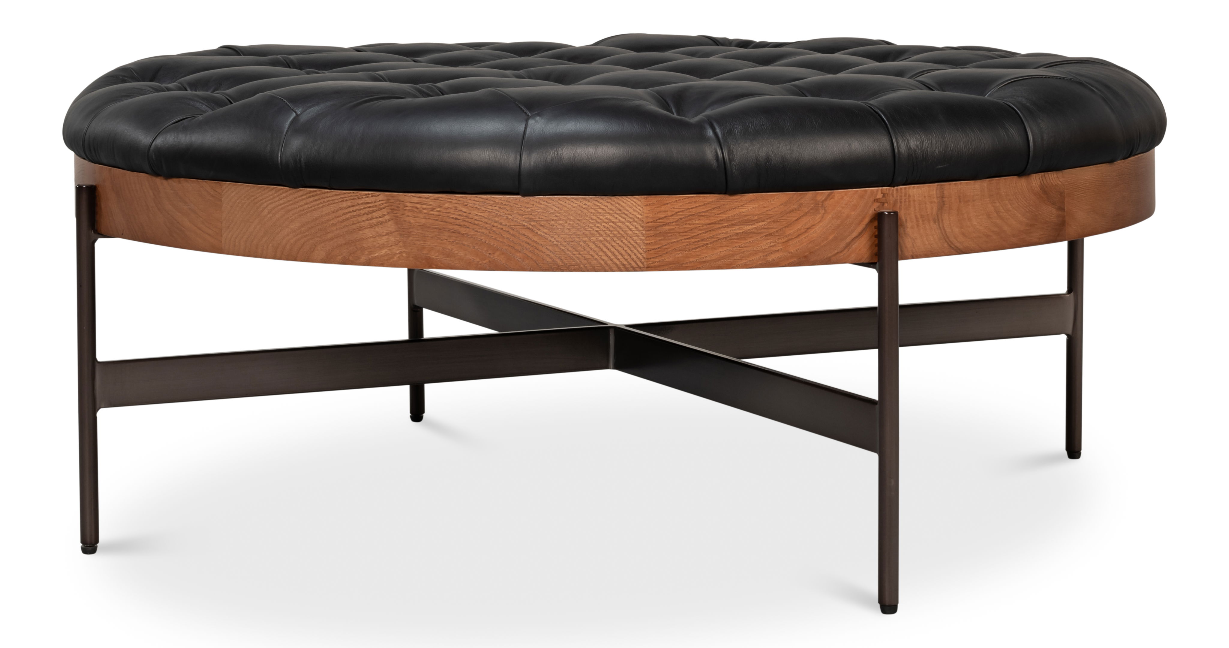 Corbet Cocktail Ottoman Onyx Black Lthr large image 