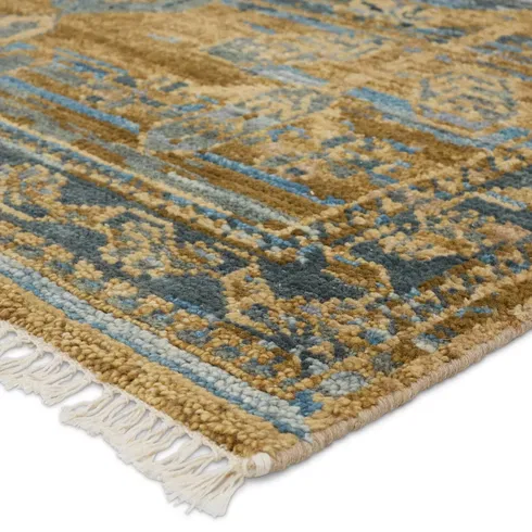 Jaipur Living Fontane JIN06 Handknotted Stripes Tan and Blue Area Rug (6
