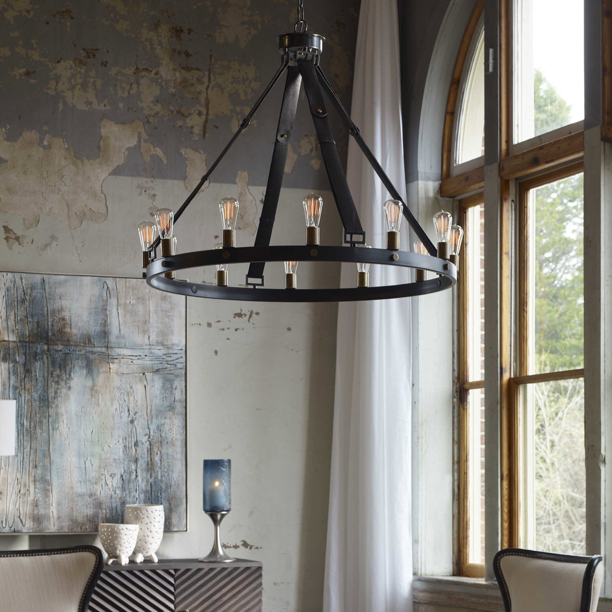 Marlow 12 Light Circle Chandelier, by Uttermost, 3'4.25" width x 2'10.75" height x 3'4.25" diameter View 2