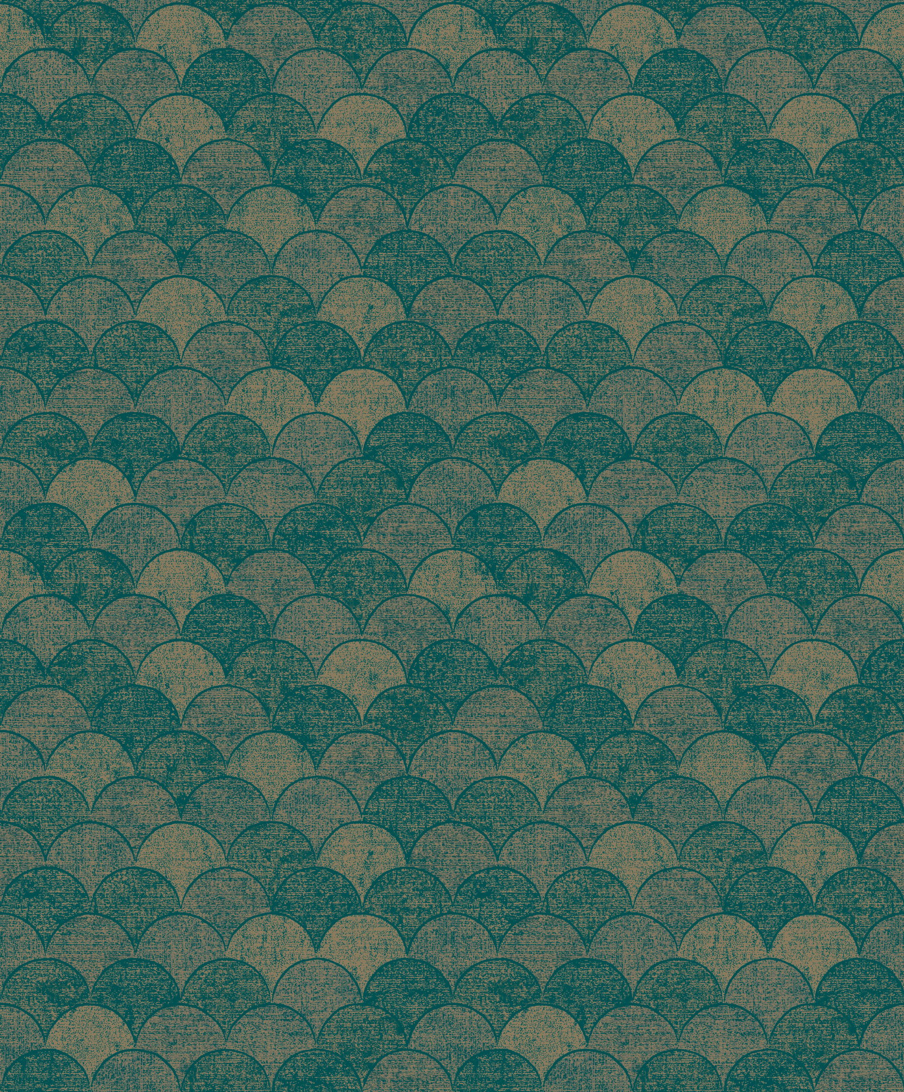 Mermaid Scales Teal & Gold Wallpaper, by York Wall, 33' length x 1'9" width x 0.02" depth
