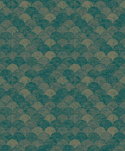 Mermaid Scales Teal & Gold Wallpaper