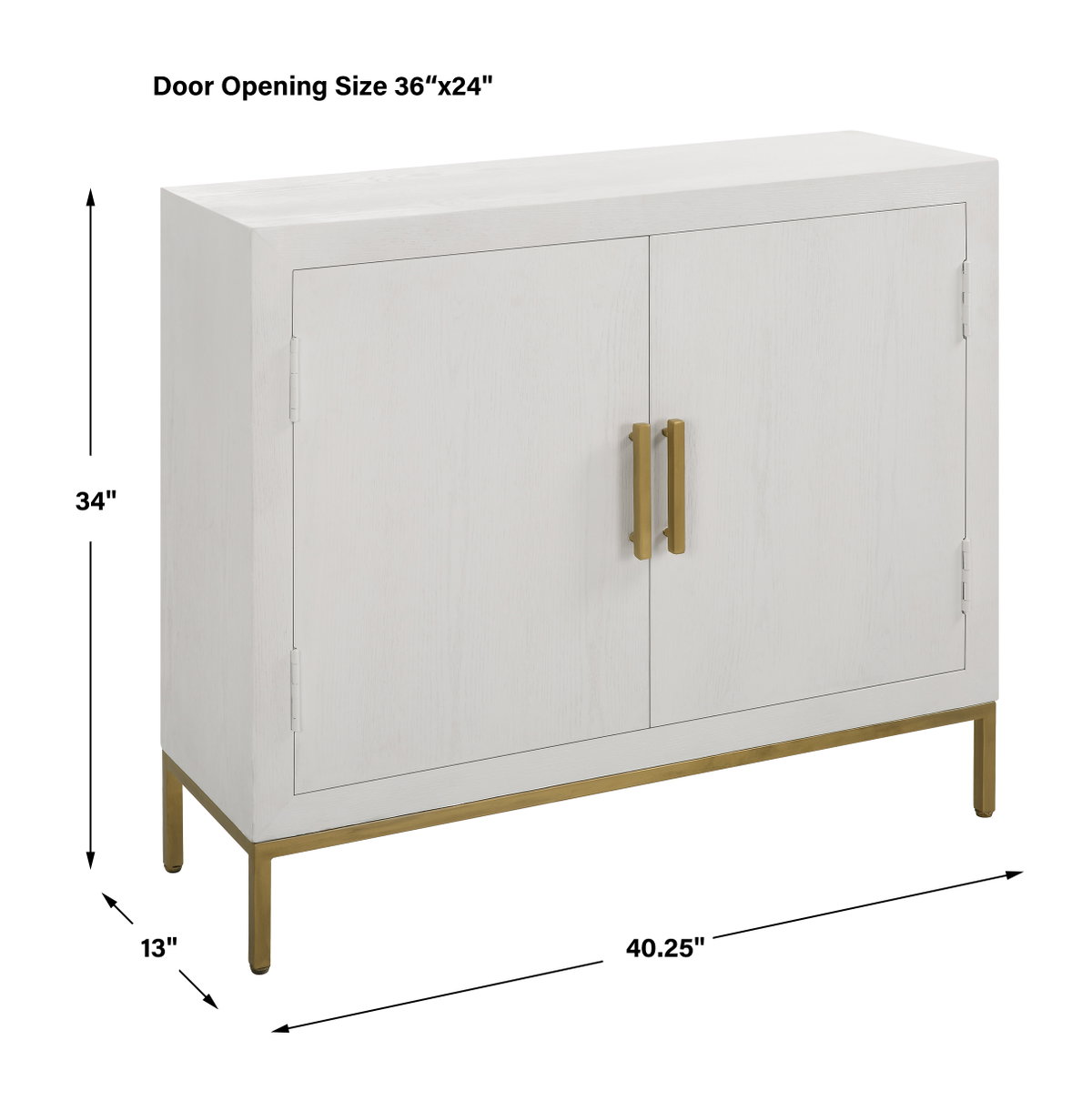 Front Range White 2 Door Cabinet, Cabinets & Chest by Uttermost, 40.25" width x 34" height x 13" depth View 3