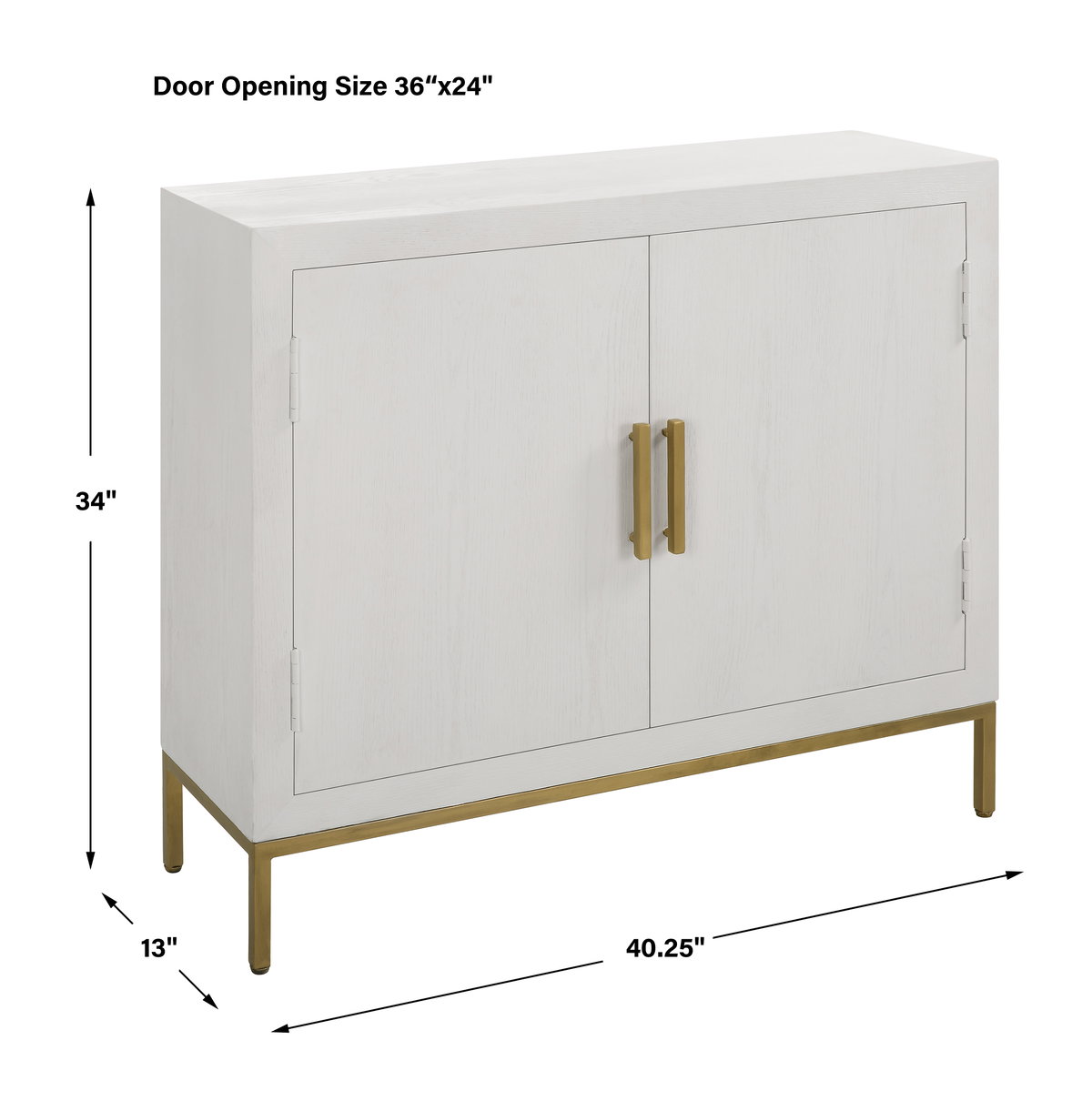 Front Range White 2 Door Cabinet, Furniture by Uttermost, 40.25" width x 34" height x 13" depth View 3