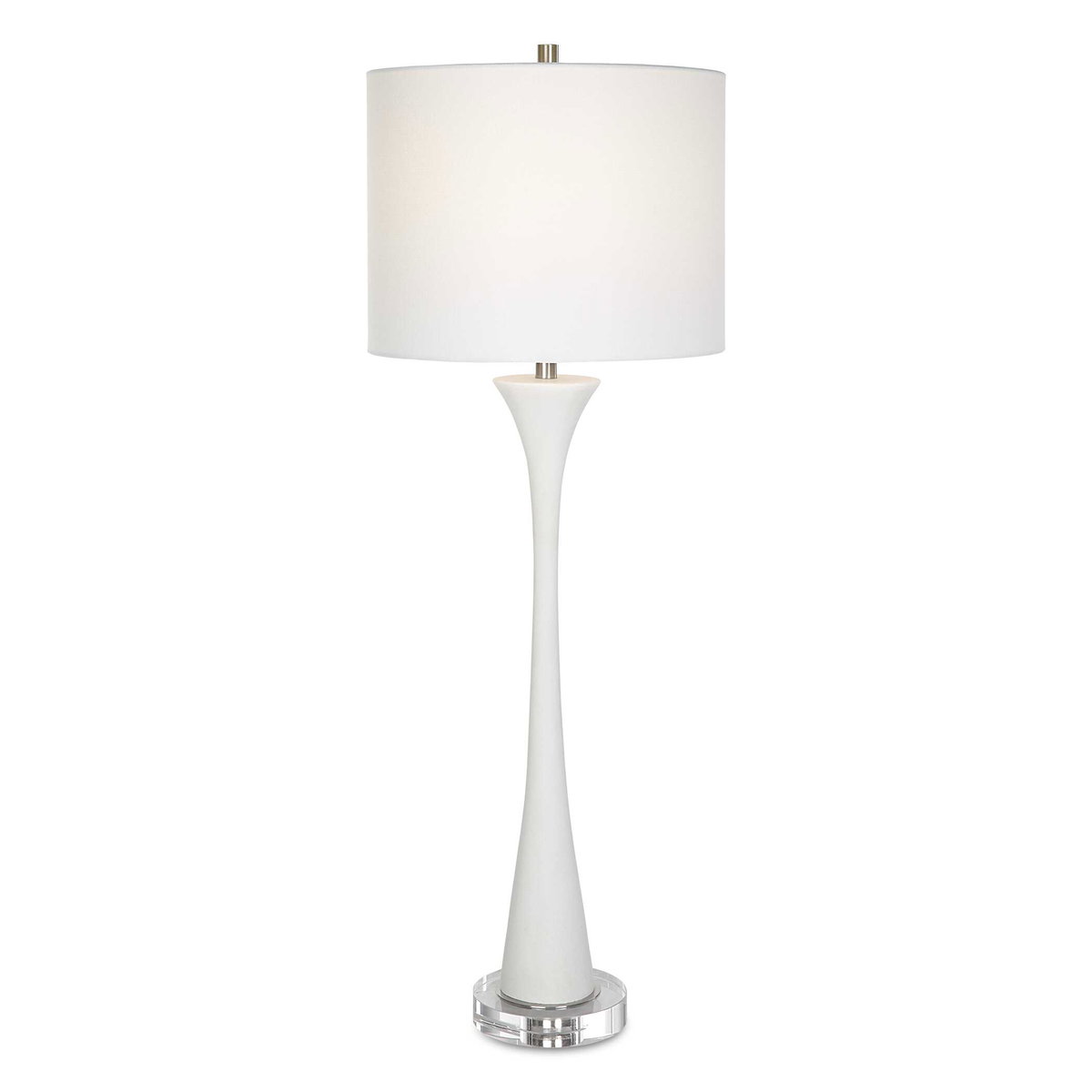 Fountain White Marble Buffet Lamp, Table Lamp by Uttermost, 12" width x 34" height x 12" depth View 1