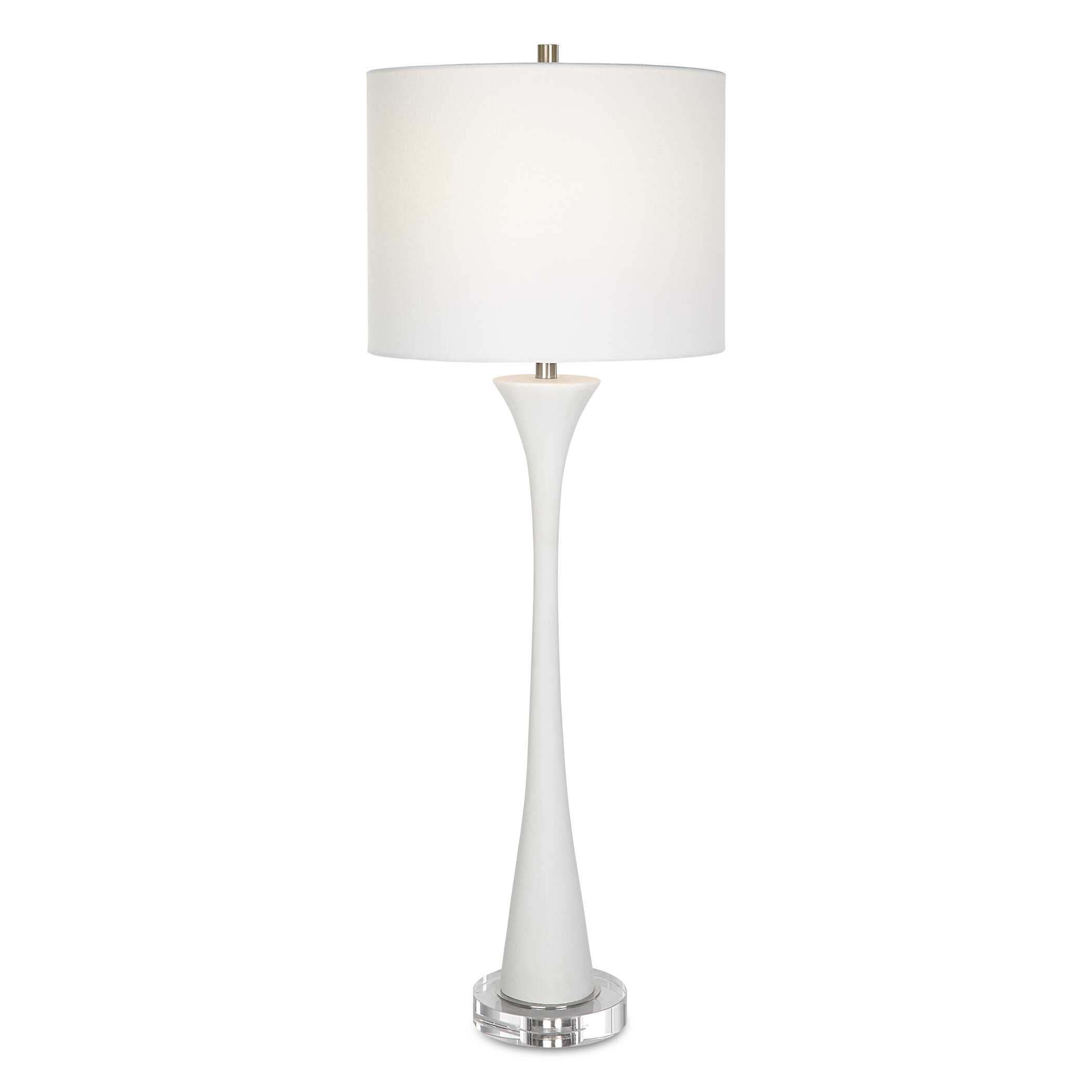 Fountain White Marble Buffet Lamp, by Uttermost, 12" width x 34" height x 12" depth View 1