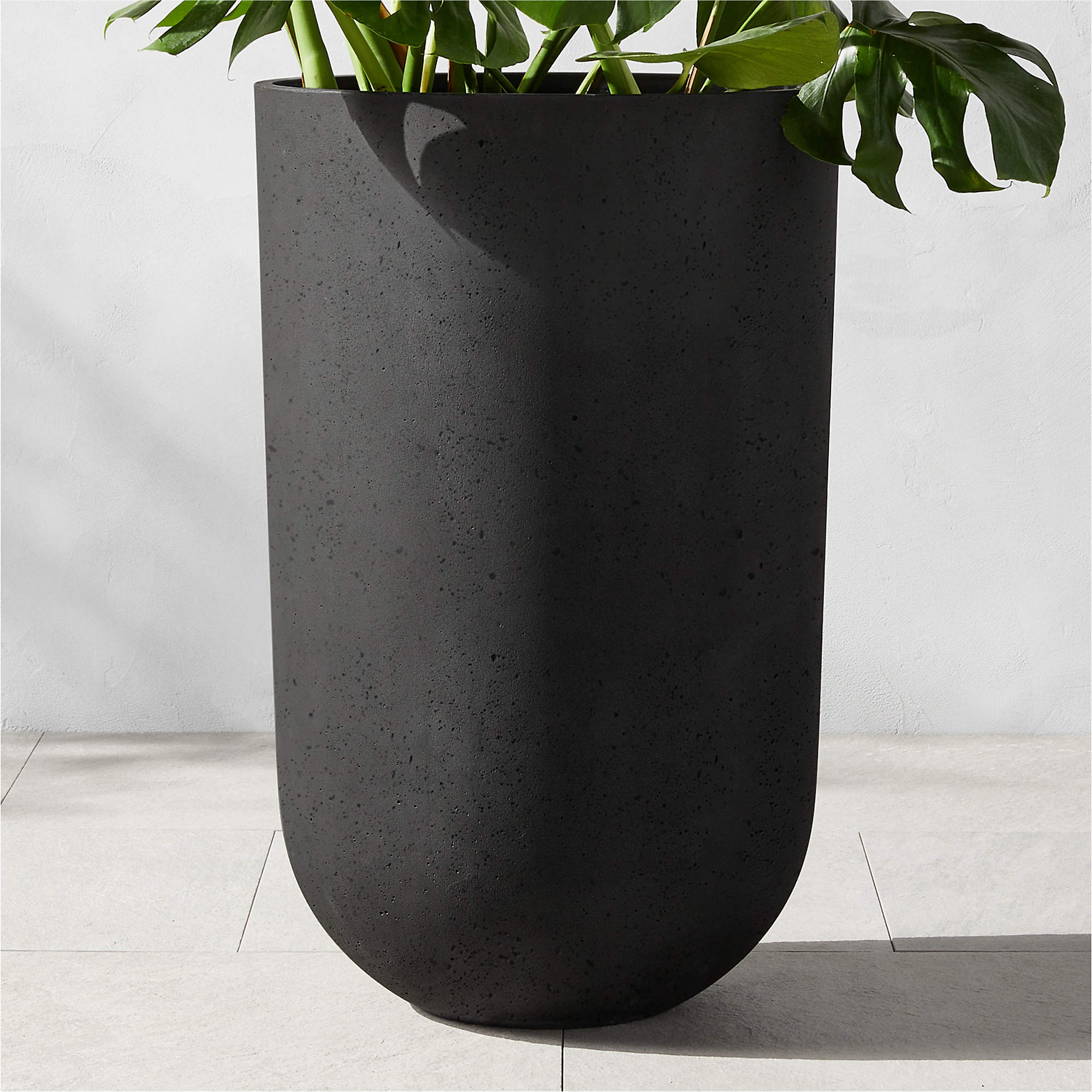 Online Designer Patio Seminyak Black Cement Indoor/Outdoor Planter Oversized