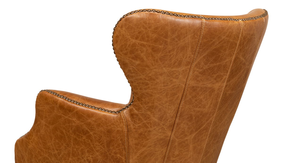 Andrew Jackson Desk Chair  Cuba Brown, by Sarreid, 2'5" length x 2'1" width x 2'11" height View 7