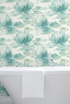 Water Lily Blue Wallpaper, by York Wall, 27' length x 2'3" width x 0.02" depth thumbnail 3