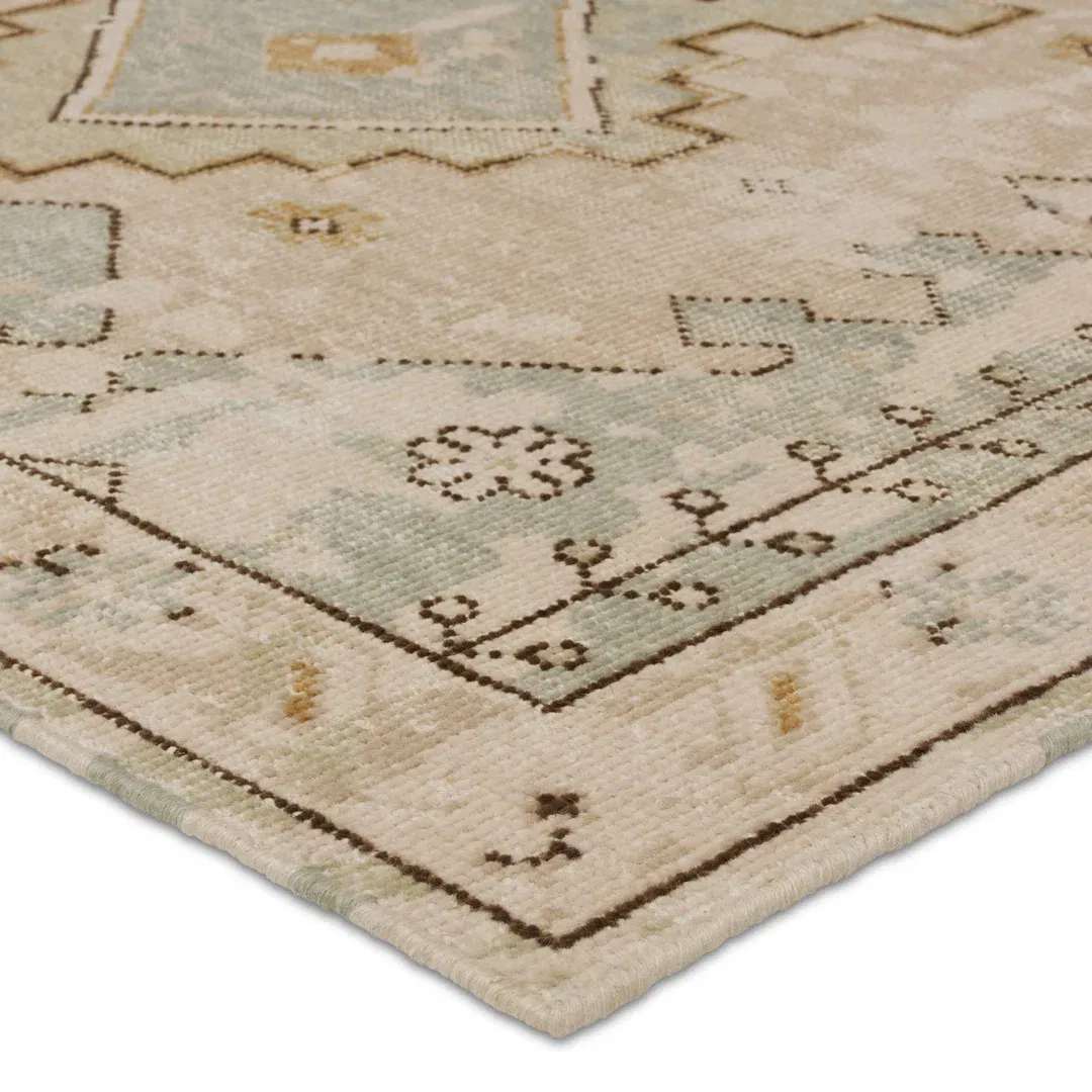 Jaipur Living Pathos Hand-Knotted Medallion Tan/ Green Area Rug (8'X11') large image 