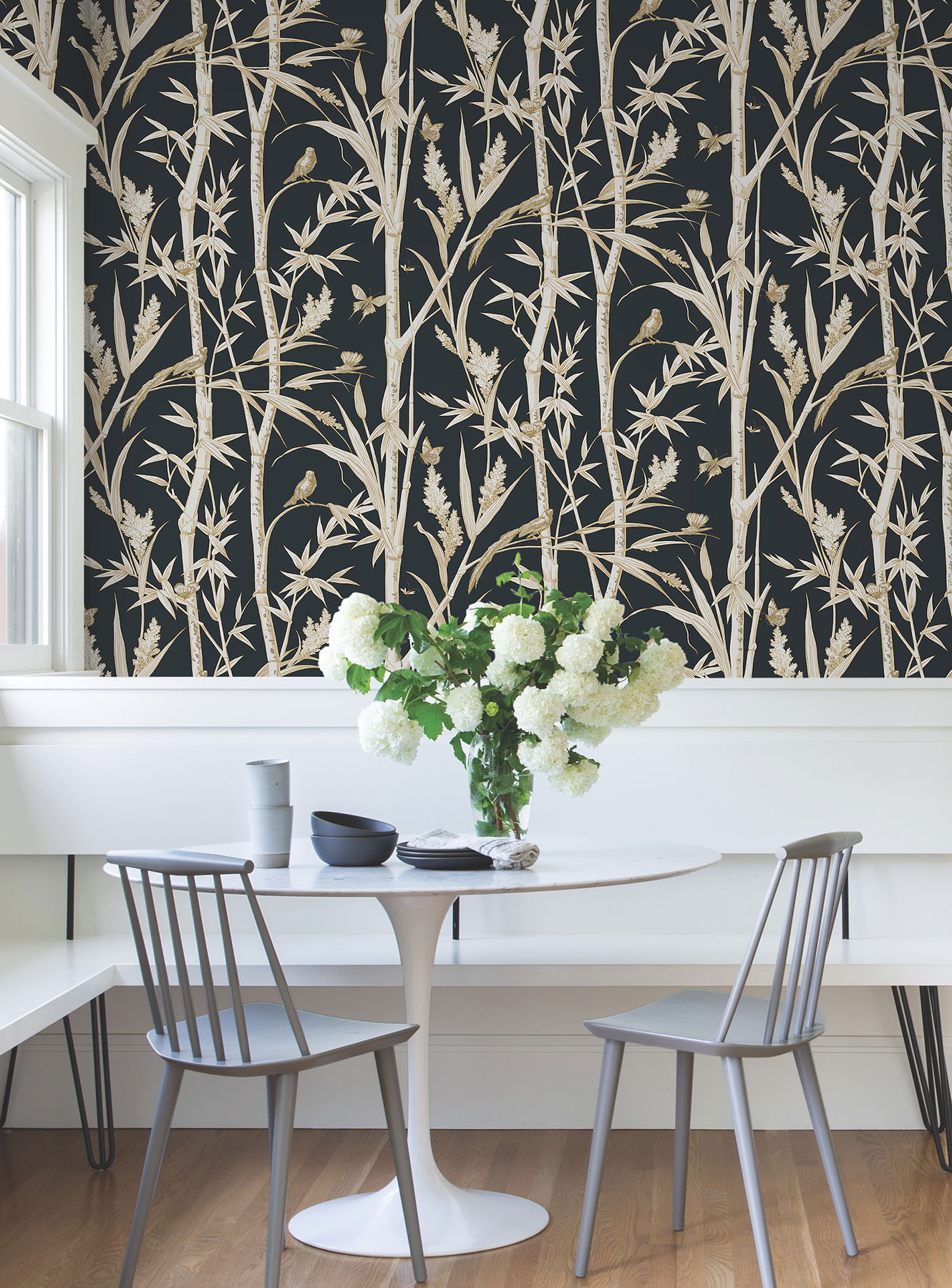 Bambou Toile Black Wallpaper large image 