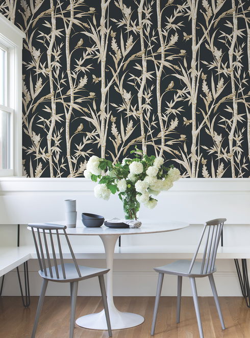 Bambou Toile Black Wallpaper