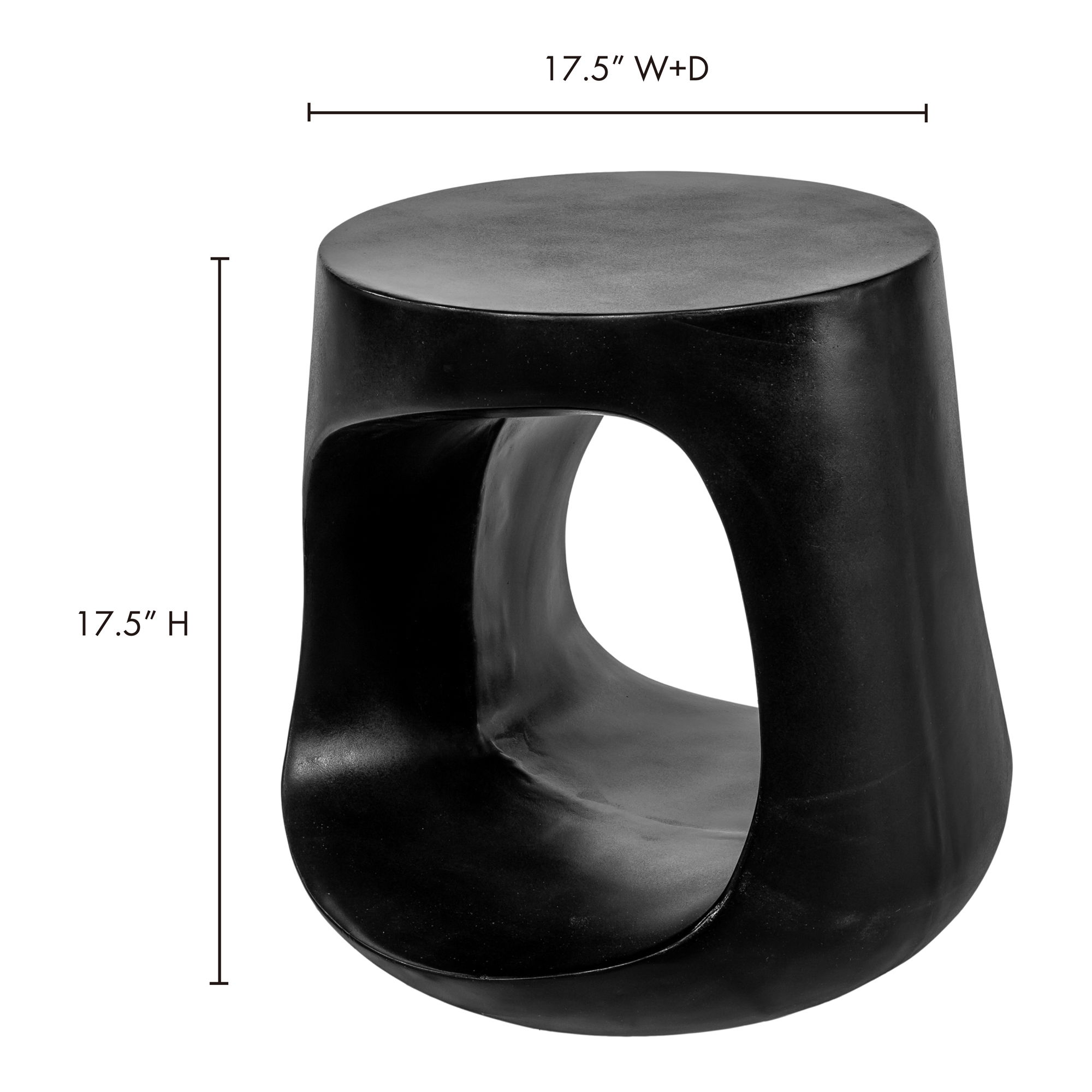 Rothko Outdoor Stool Black, Outdoor Chair by Moe's Home, 1'5.75" width x 1'5.75" height x 1'5.5" depth View 6