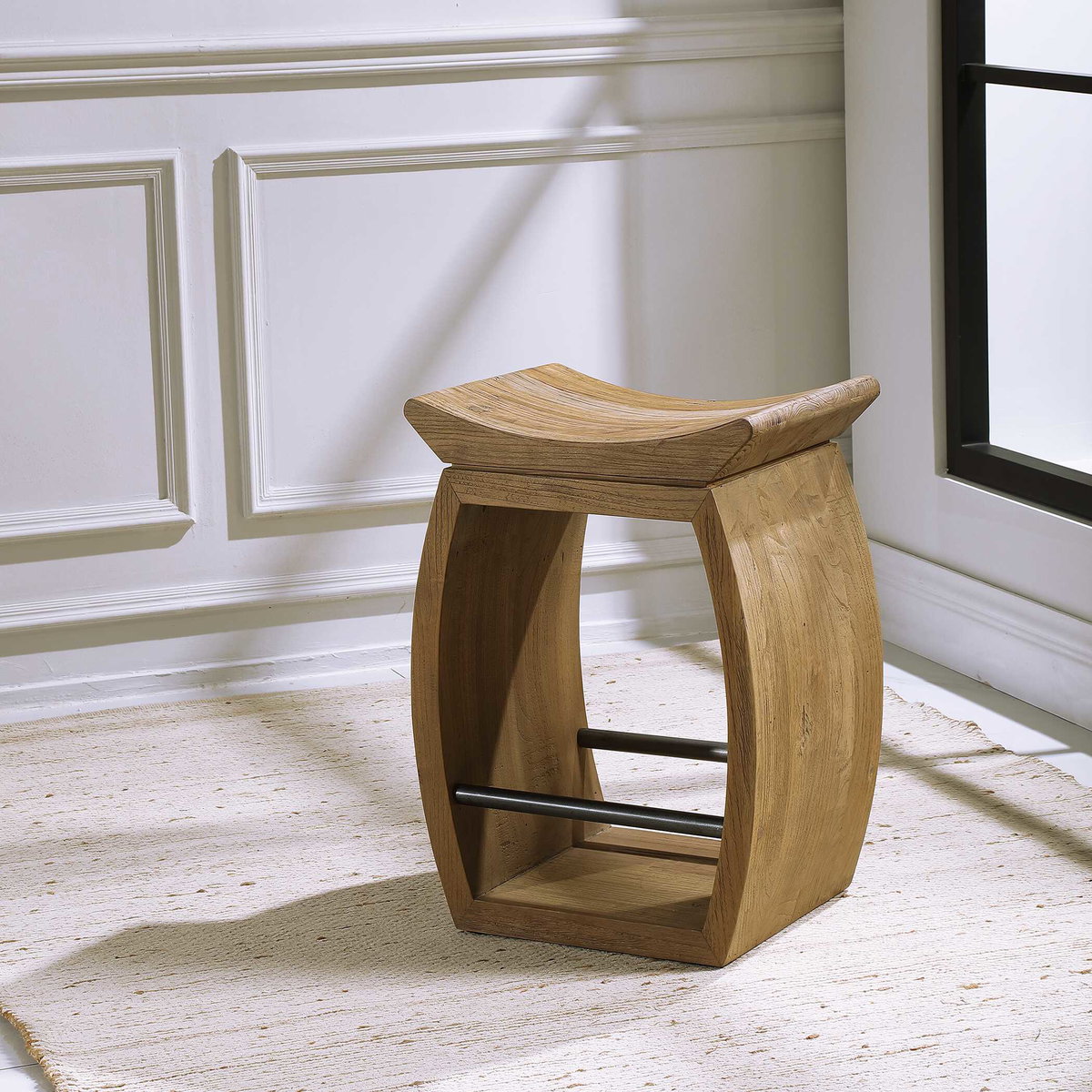 Connor Modern Wood Counter Stool, Furniture by Uttermost, 18" width x 25" height x 14" depth View 4