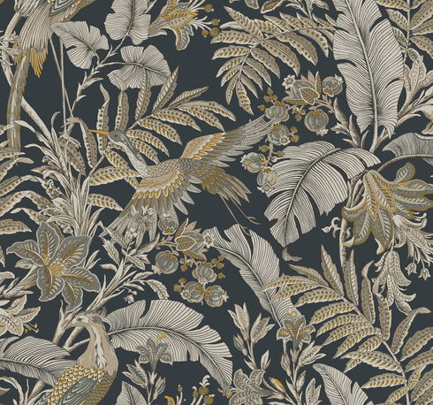 Heronwood Black Wallpaper