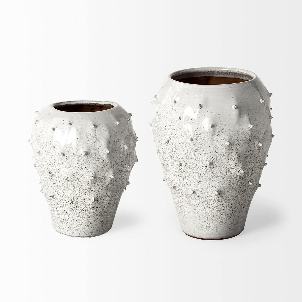 Julian Small Glossy White Ceramic Spoked Vase, by Mercana, 8.27" length x 8.27" width x 11.42" height View 6