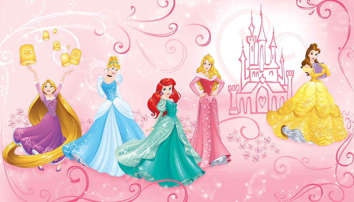 Disney Princess Enchanted XL Chair Rail Wall Mural, Wallpaper by York Wall, 1'6" length x 1'6" width x 0.02" depth