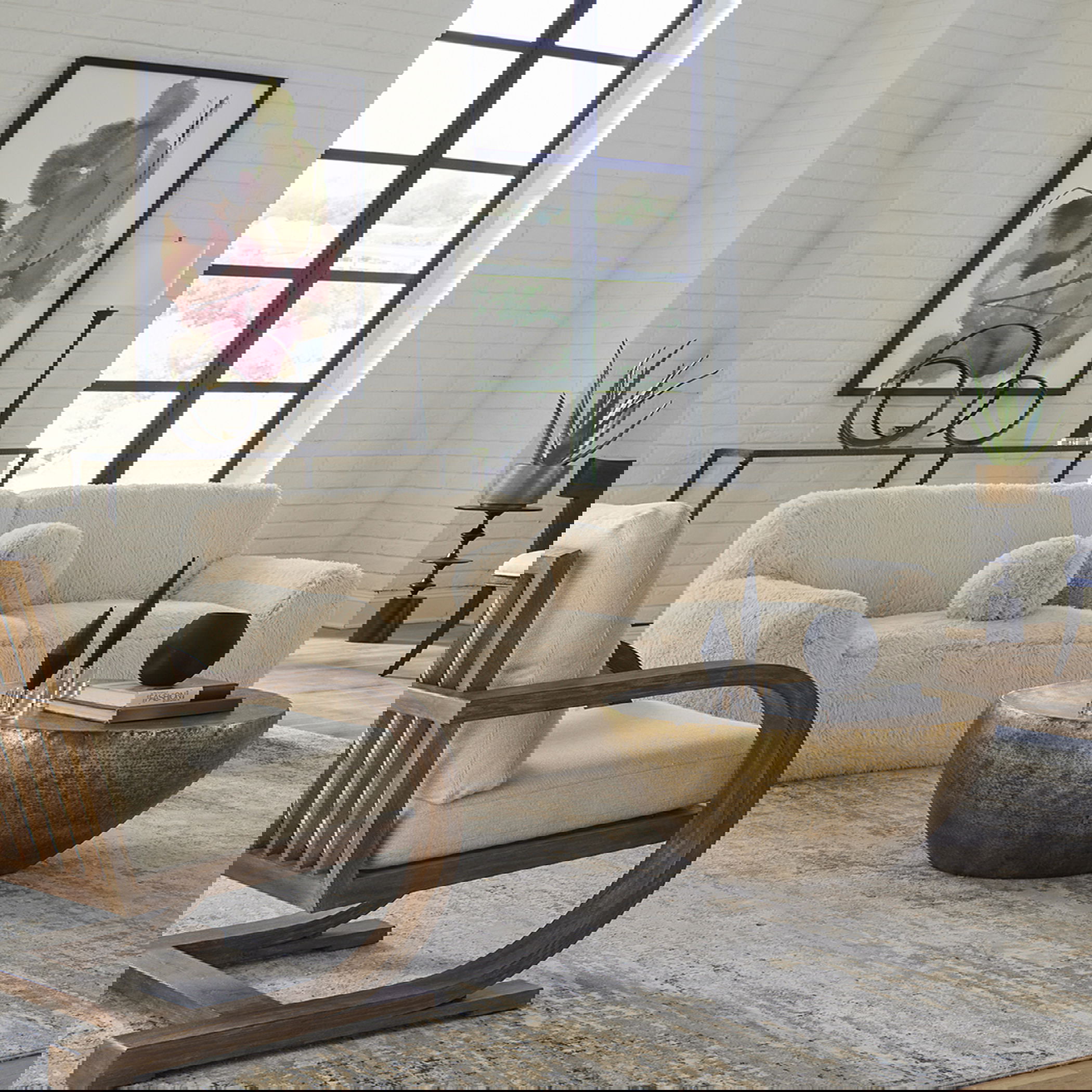 Abide Rounded Sheepskin Sofa, Furniture by Uttermost, 96" width x 31" height x 42" depth View 2