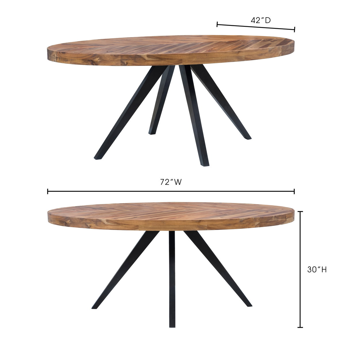 Parq Oval Dining Table Amber, by Moe's Home, 72" width x 30.5" height x 42.5" depth View 18