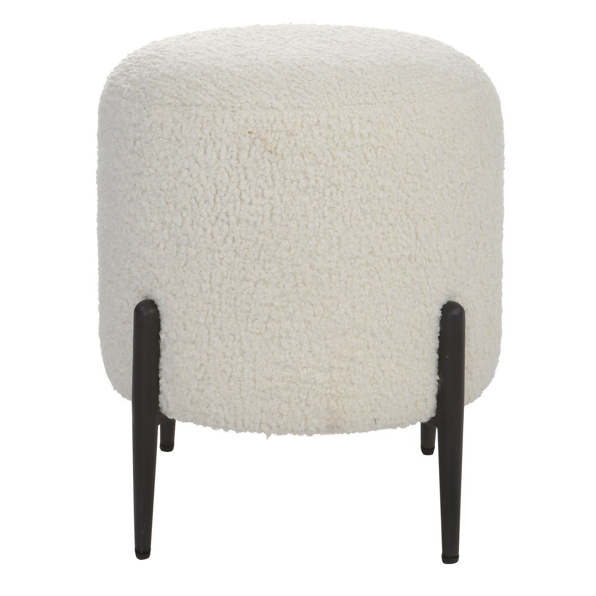 Arles White Shearling Ottoman, by Uttermost, 16" width x 18" height x 16" depth View 1