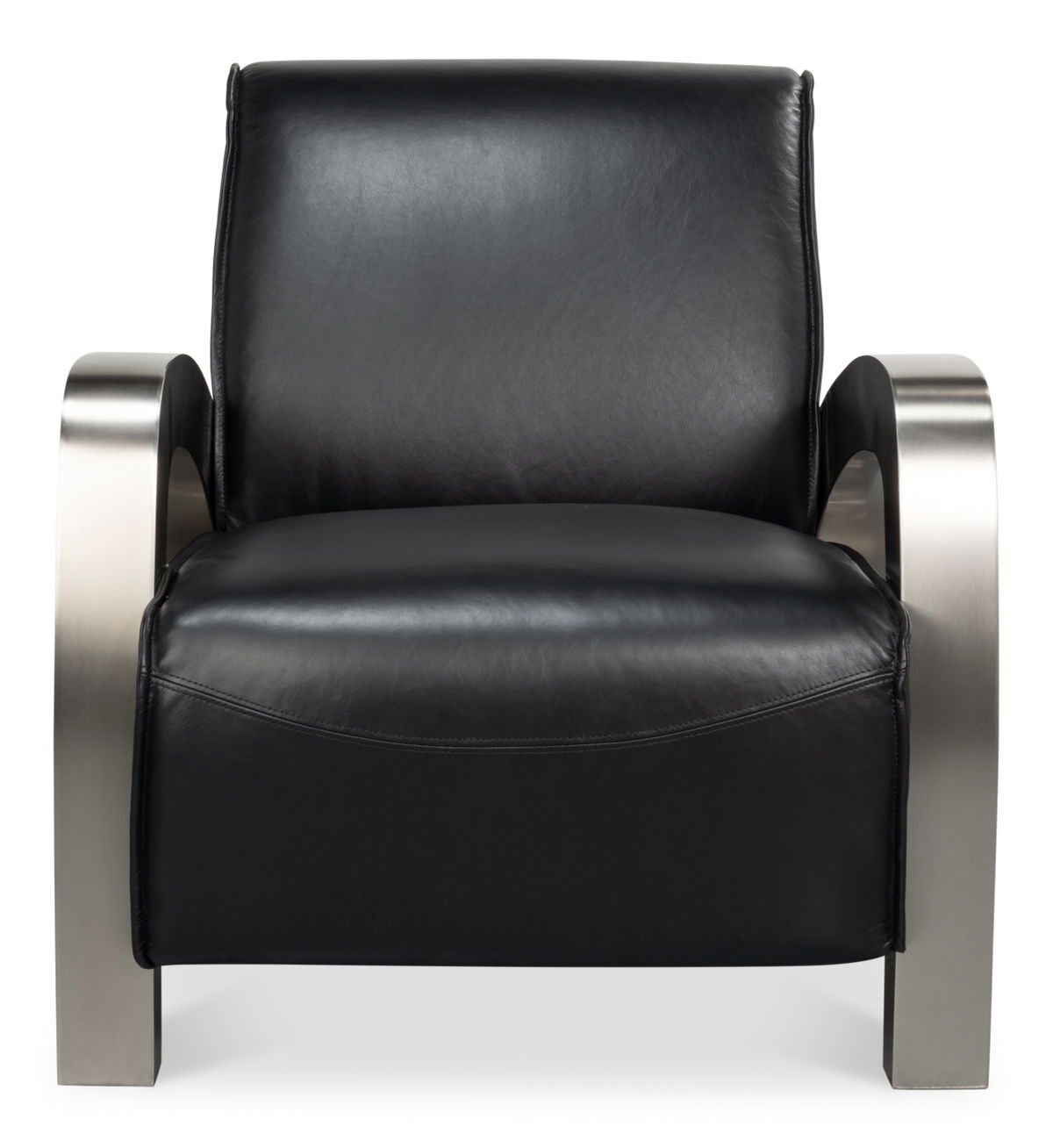 Carlisle Armchair  Leather Onyx Black, by Sarreid, 3'1" length x 2'5" width x 2'6" height View 2