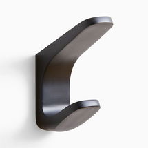 Online Designer Bathroom Mid-Century Contour Bath Hardware, Double Towel Hook, Matte Black