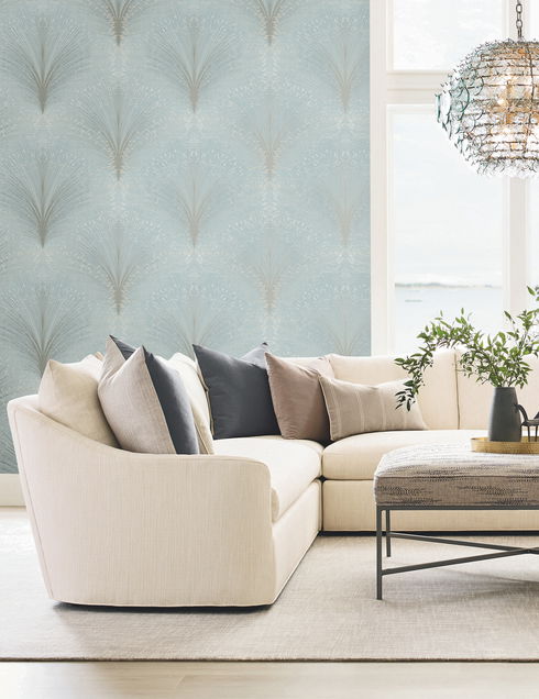 Papyrus Plume Sky Blue Wallpaper