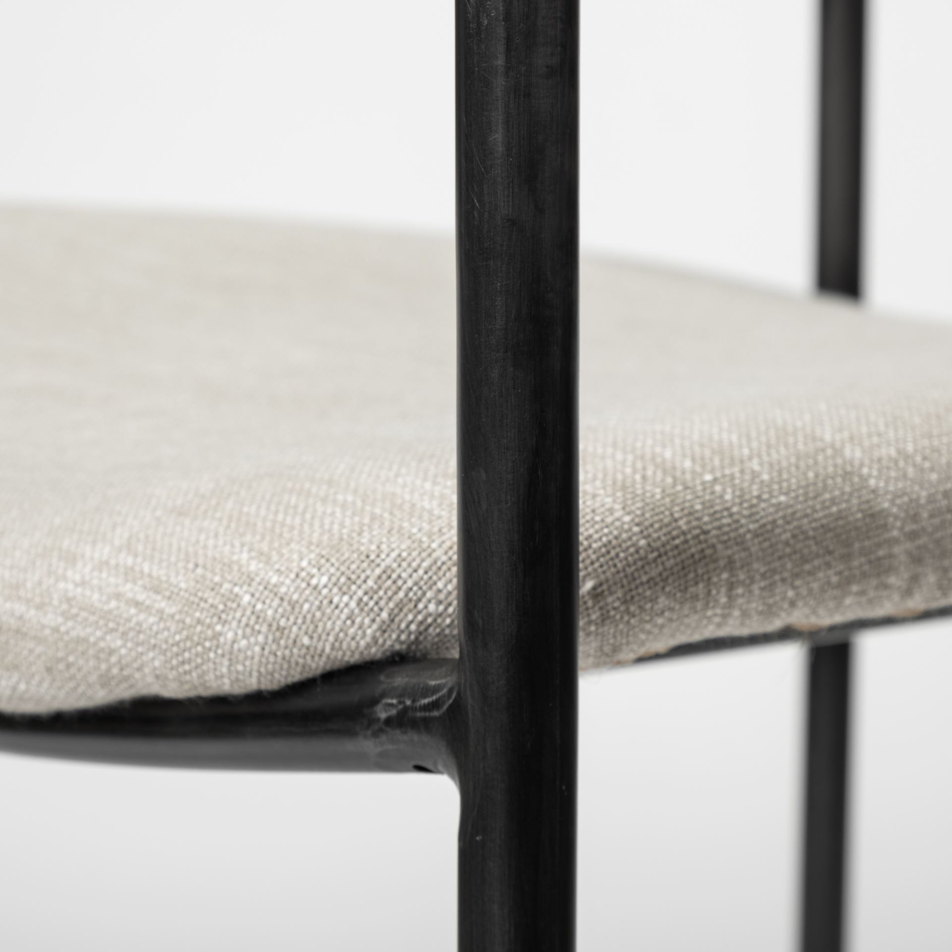 Parker I Beige Fabric Seat Gun Metal Gray Metal Frame Dining Chair, by Mercana, 21.46" length x 21.06" width x 28.74" height View 7