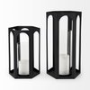 Balley  Set of Two Matte Black Metal Hexagonal Candle Holder Lanterns, Lighting by Mercana, 9.45" length x 9.45" width x 19.69" height thumbnail 4