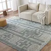 Cirus Hand Knotted Geometric Blue/ Ivory Area Rug (6''X9'') thumbnail 1