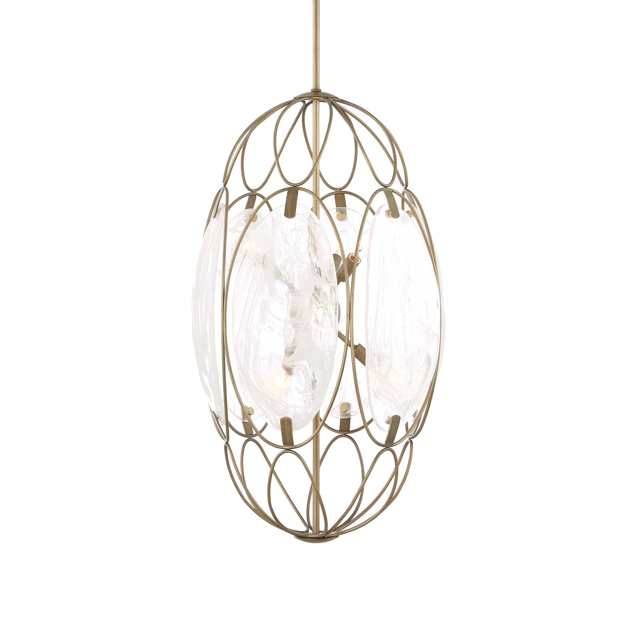 Valencia 6 Light Glass Panel Pendant, Ceiling Light by Uttermost, 31" height x 19" diameter View 1