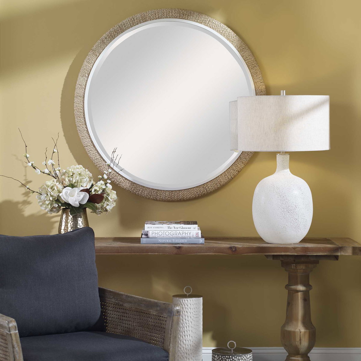 Carbet Round Rope Mirror, by Uttermost, 3'3.75" width x 3'3.75" height x 2" depth View 7