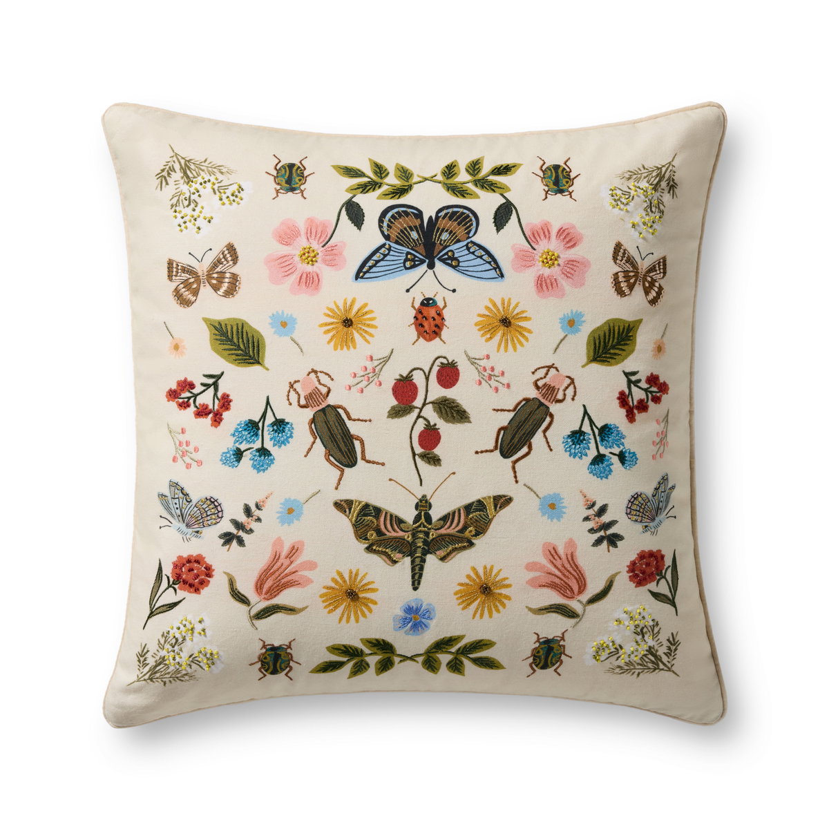 Rifle Paper Co. x Loloi Curio Garden Pillow, Decorative Pillow, 22" length x 22" width View 1